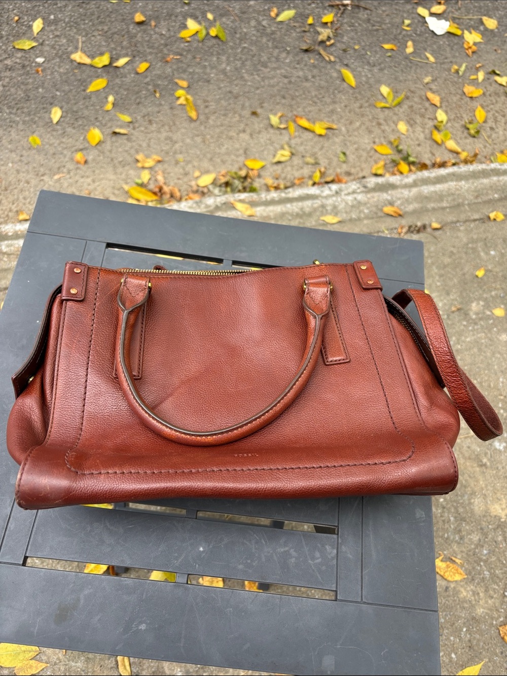 Fossil Brown Leather Crossbody Satchel